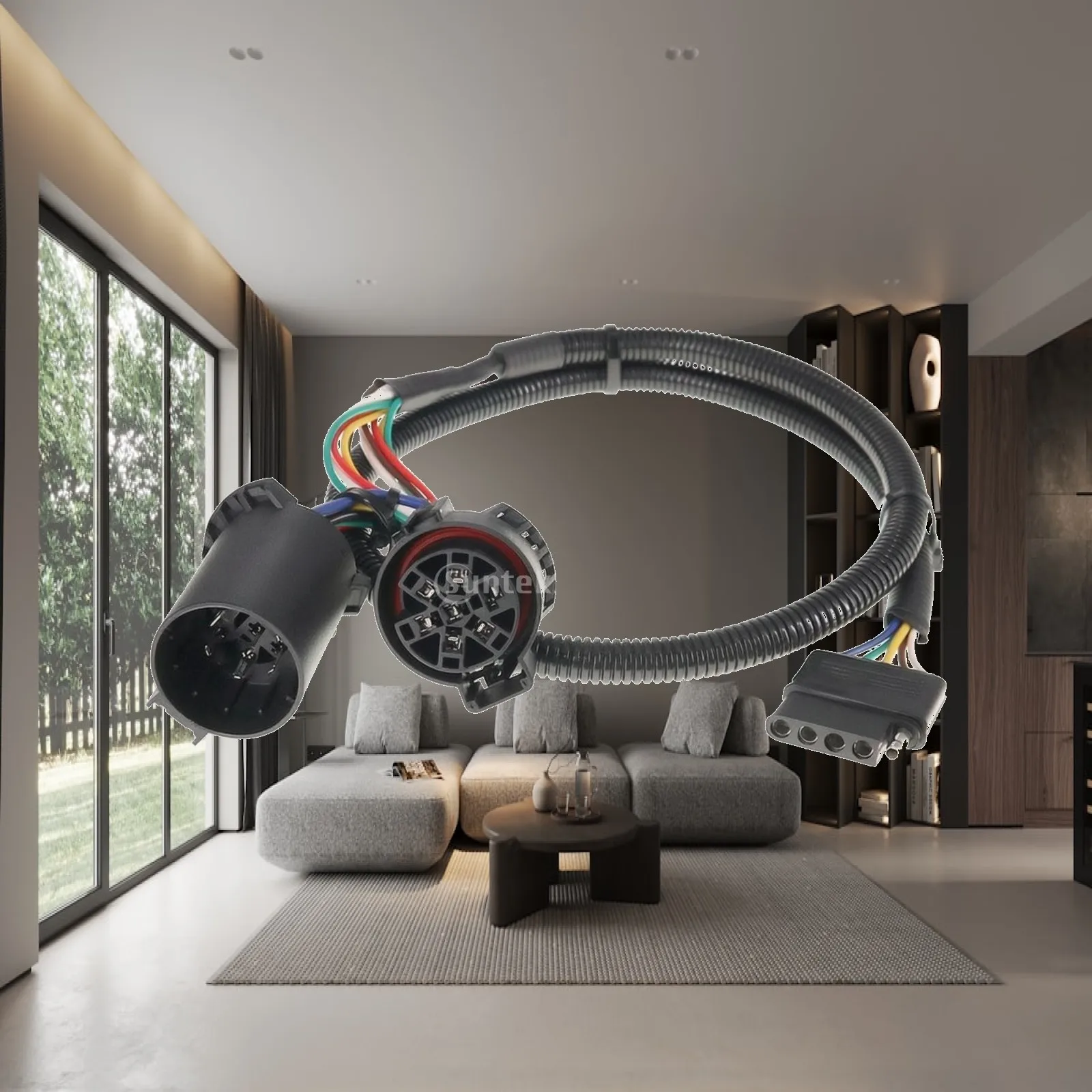 Trailer Wiring Harness 7 Way to 5 Way Plug Adapter for LED Tail Light and Turn Signal Towing Setup