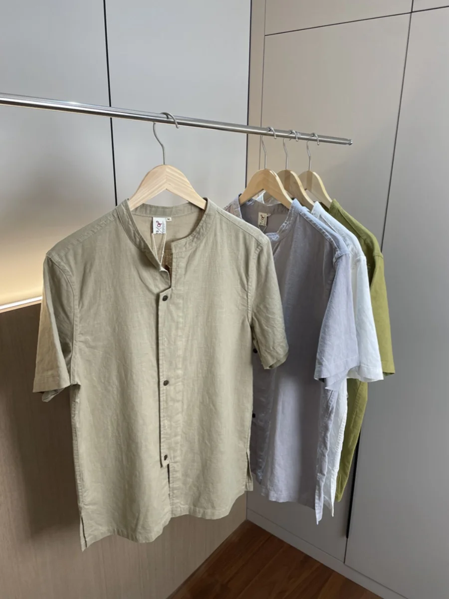 

Line Vintage Waed Men's Summer Lightweight Breathable Cotton Linen Loose ort Sve irt Comfortable Casual Wear