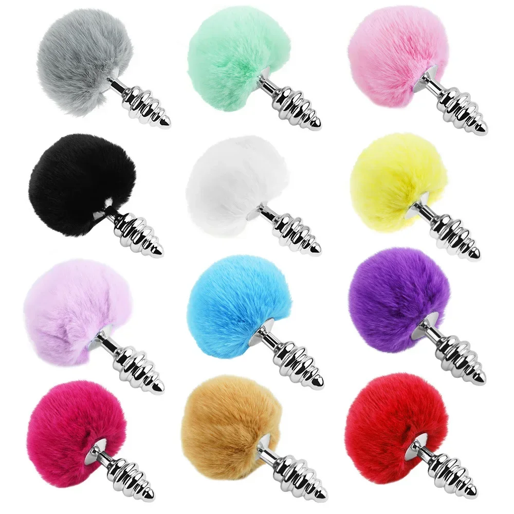 5 Size 12 Colours Stainless Steel Rabbit Tail Anal Plug Bunny Tail Butt Plugs Bdsm Anal Sex Toys Adult Products