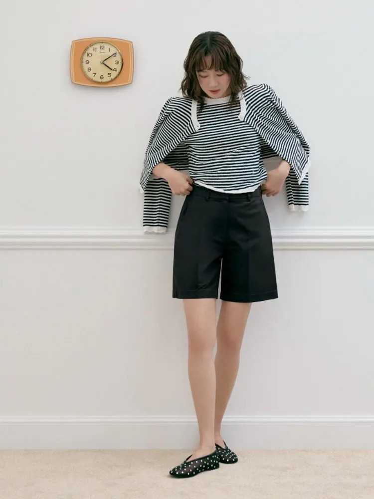 

Nok Xiaola Authentic DP Casual Embroidered shorts Poster Sle High Waist Straight Leg Cotton Blend Summer 2025