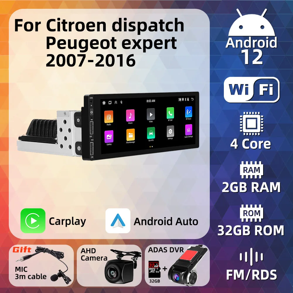 For Citroen Dispatch Peugeot Expert 2007 - 2016 1din Android Car Multimedia 1 Din Radio Stereo Head Unit Carplay Autoradio GPS