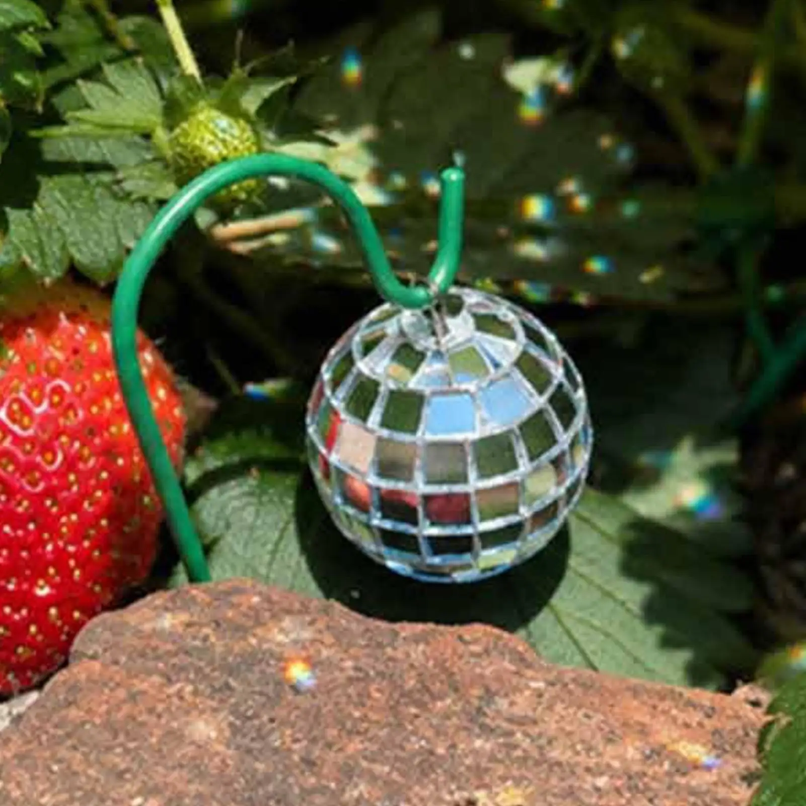 5Pcs Mini Disco Ball Plant Stake, Flower Picks Garden Decor for Planters, Reflective Lawn Ornament for Patio Walkway Home view 5