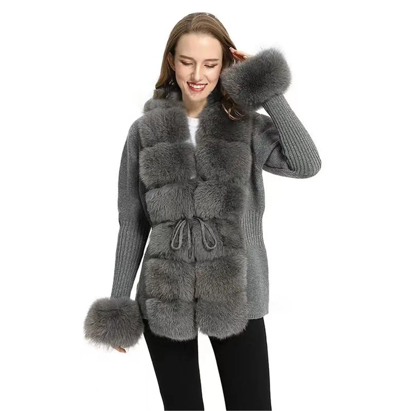 

2026 New Women's Knitted ort Sweater Plu Jaet European Sle Loose Fit Ciwalk Suitable for Middle-Aged Women