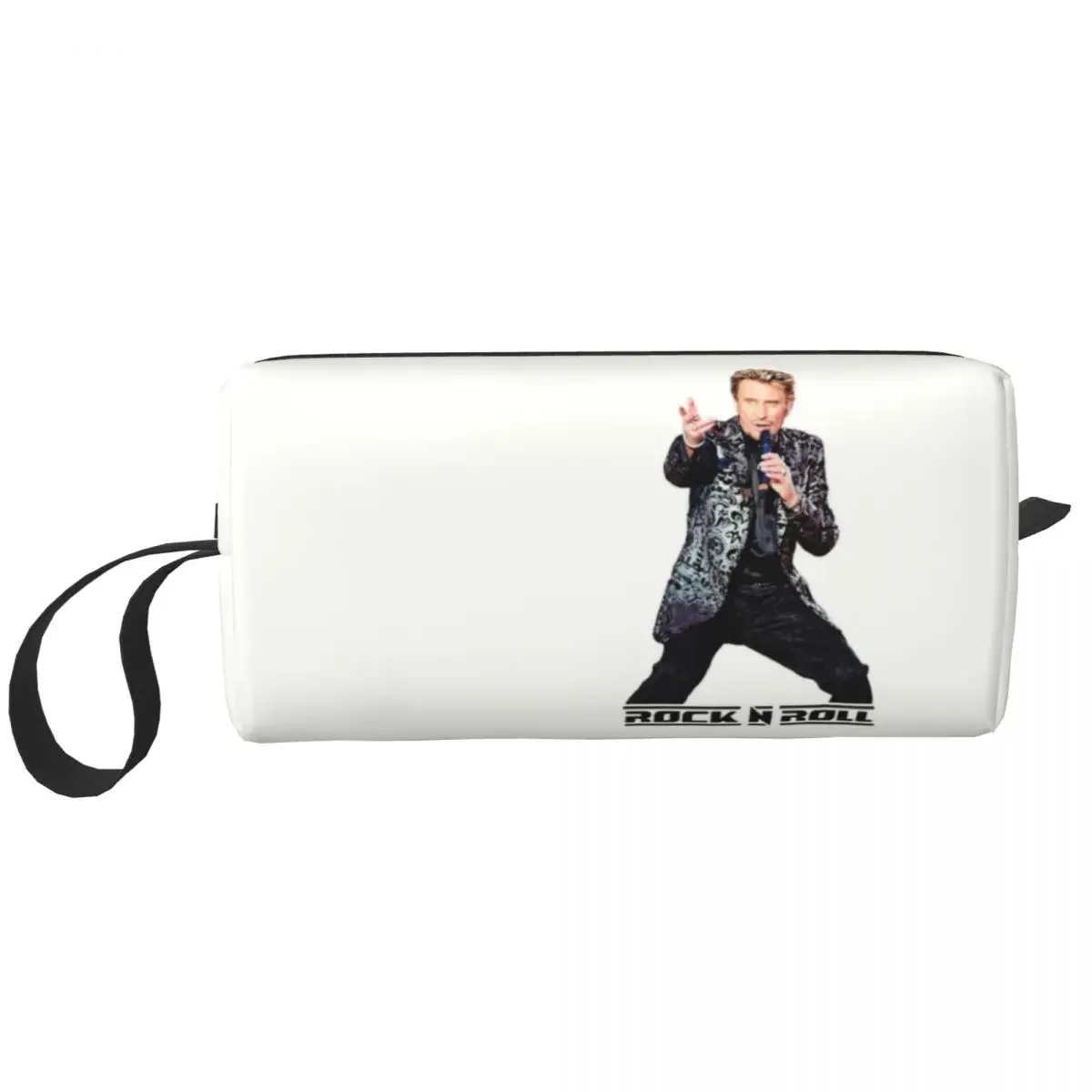 Fiery Rock  Hallyday Makeup Bag Women Travel Cosmetic Organizer Kawaii French Singer Storage Toiletry Bags