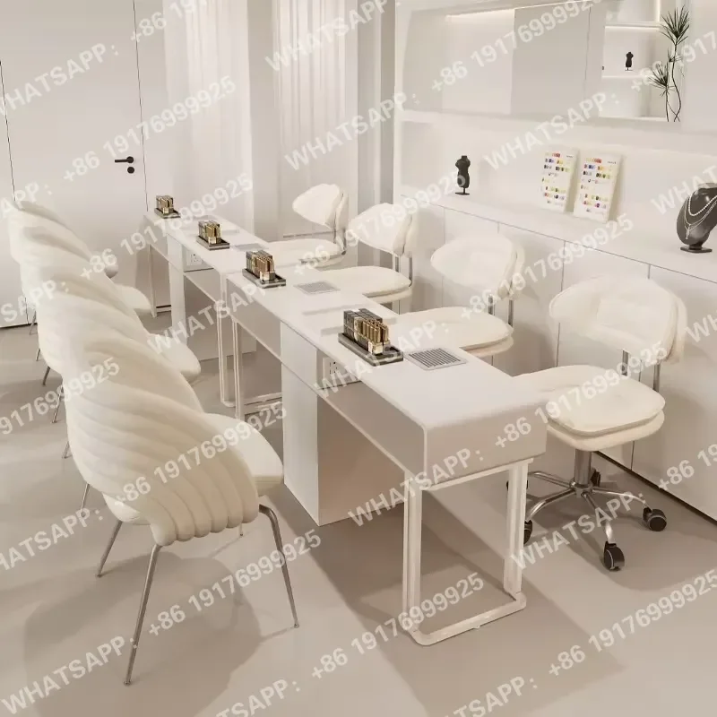 Modern Metal Nail Desk for Home Office Salon Furniture Portable Foldable Makeup Manicure Table Nail Set for Mall