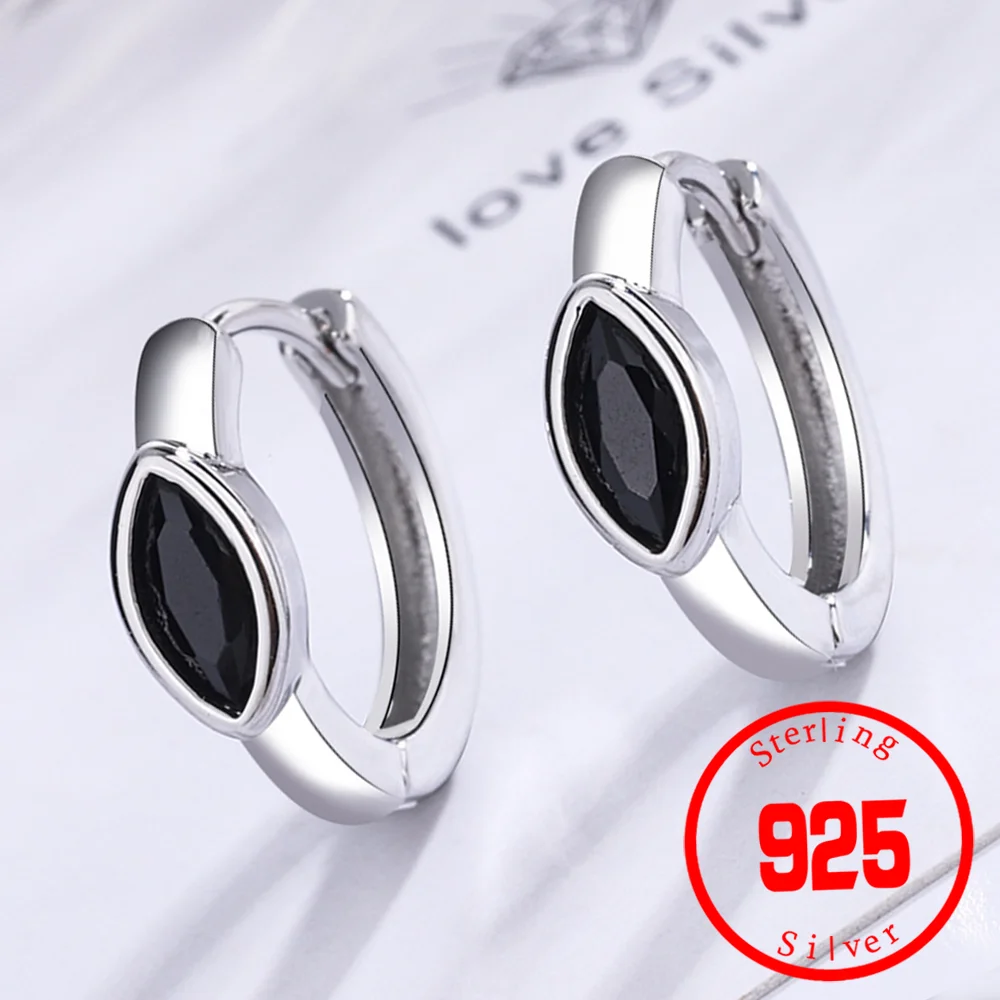 

2 Colors For Choice Stamp 925 Sterling Silver Lucky Simple Trendy Female Hoop Earrings Buckle For Women Wedding Statement Fine