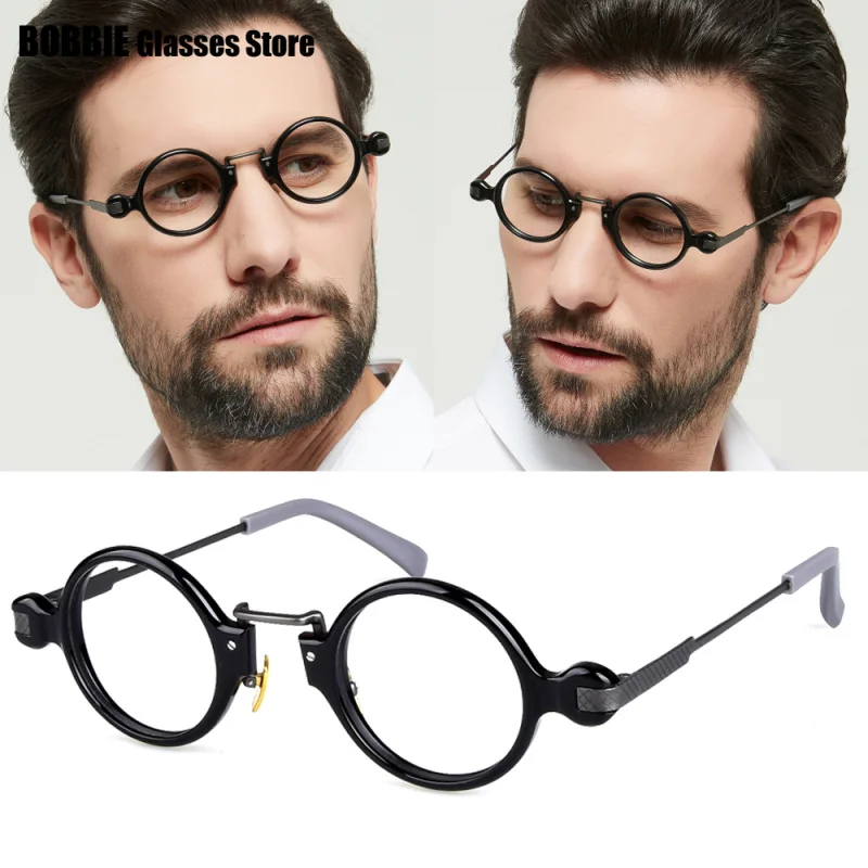 Top Quality Eyewear Titanium Acetate Retro Circle Spectacles Glasses Frames Men Women Myopia Reading Eyeglasses Oculos De Grau