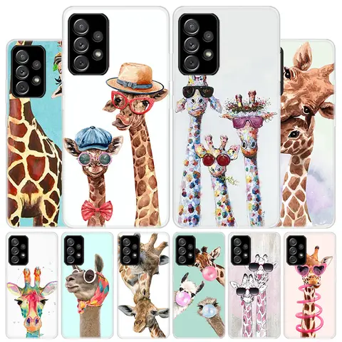 Cute Cartoon Giraffe Animal Cover Phone Case For Samsung Galaxy A56 A55 A54 A53 A16 A15 A14 A13 A36 A35 A34 A33 A26 A25 A24 A23 