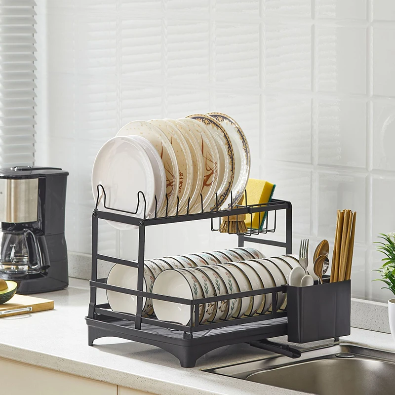 

Household Kitchen Storage Rack with Multifunctional Chopsticks Tube Sink Rack Countertop Bowl and Dish Storage and Drainage Rack