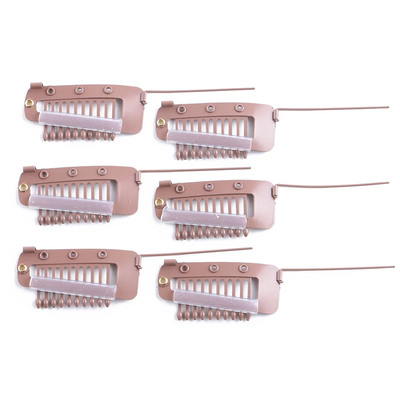 100pcs Wholesale Black Light Brown Golden Color 3.8cm 10 teeth Snap Clips with safety Pin For Weft Hair Extensions