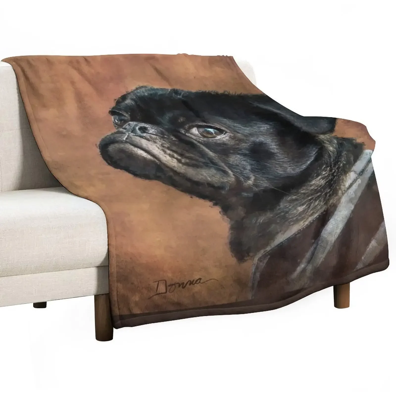 Black Pug Dog Throw Blanket Giant Sofa wednesday Flannel Blankets