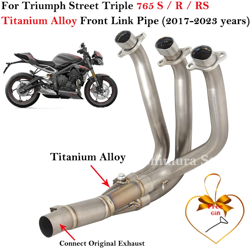 Titanium Alloy Slip On For Triumph Street Triple 765 S R RS 2017 - 2023 Years Motorcycle Exhaust Escape Front Link Pipe Muffler