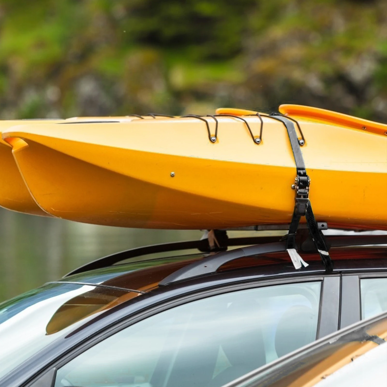 

5pcs Hood Loop Tie Down Cargo For Hauling Canoe Kayak Boat Heavy Duty Anchor Straps With Metal Grommets Vehicle Roof Secure