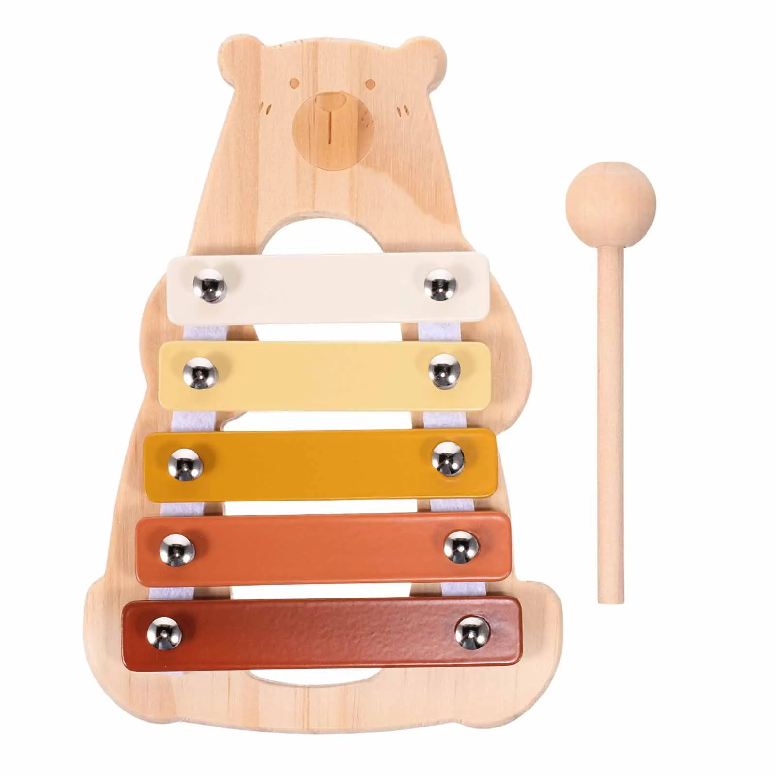 

Wooden Xylophone : Bear-Shaped Percussion Instrument For Montessori Music Learning Tool For Early