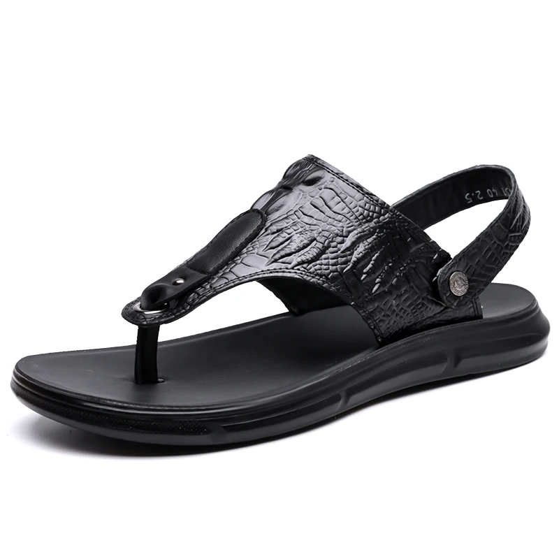 

Genuine Leather Summer 2026 Men's Sandals Cowhide Flip Flops Outdoor Beach Slippers for Men Beach Designer Sneakers Casual Shoes