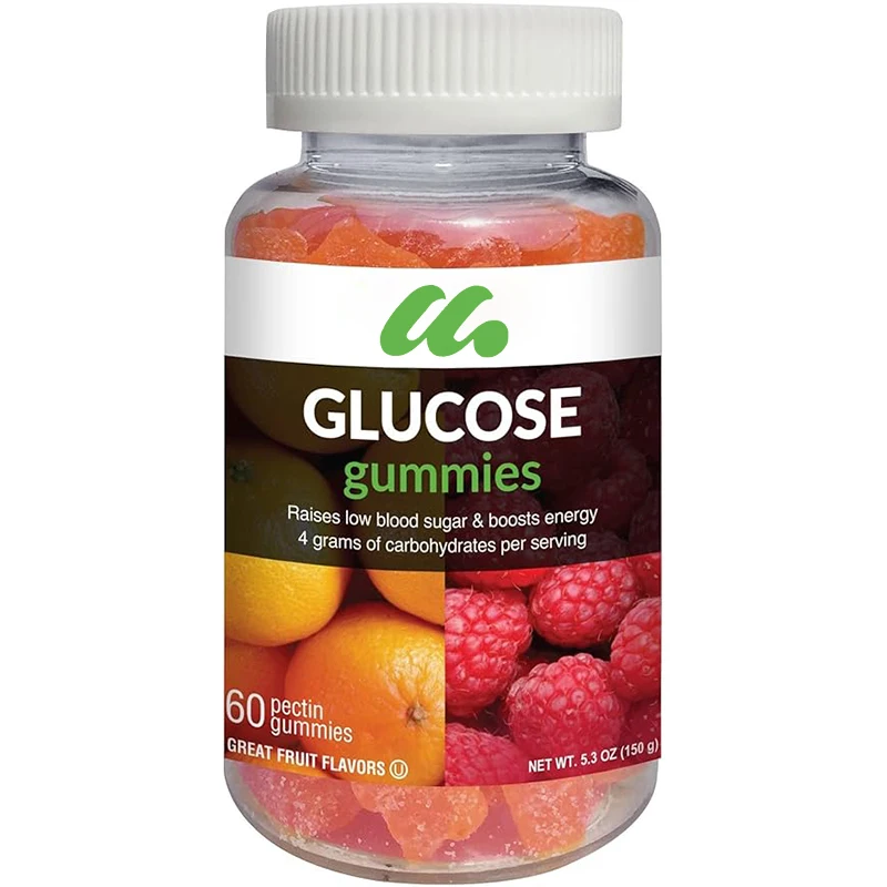 Glucose gummies, fruit flavored, men's and women's chewable nutritional supplements, gluten free, vegetarian -60 capsules