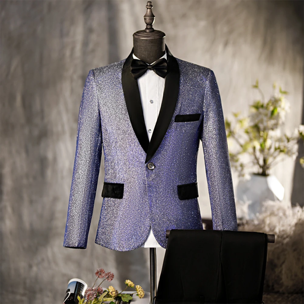 ‌Men's Elegant Suit Jacket Collection Single-Breasted Regular Fit Blazers Sequin Jacket