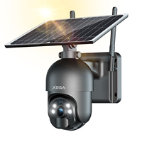 Xega 4G LTE Surveillance Camera 6W Solar Powered 10600mAh Wireless Outdoor Security Camera PTZ 360 Auto Track Night Vision 3MP