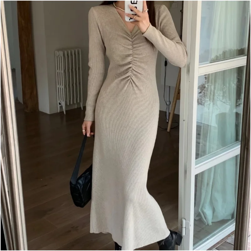 

Knee Length Pullover Korean Style Sweaters Jumpers Women Effortless-Layering-Piece Sleeve Dinner Females Gyaru Ruffles Stitched