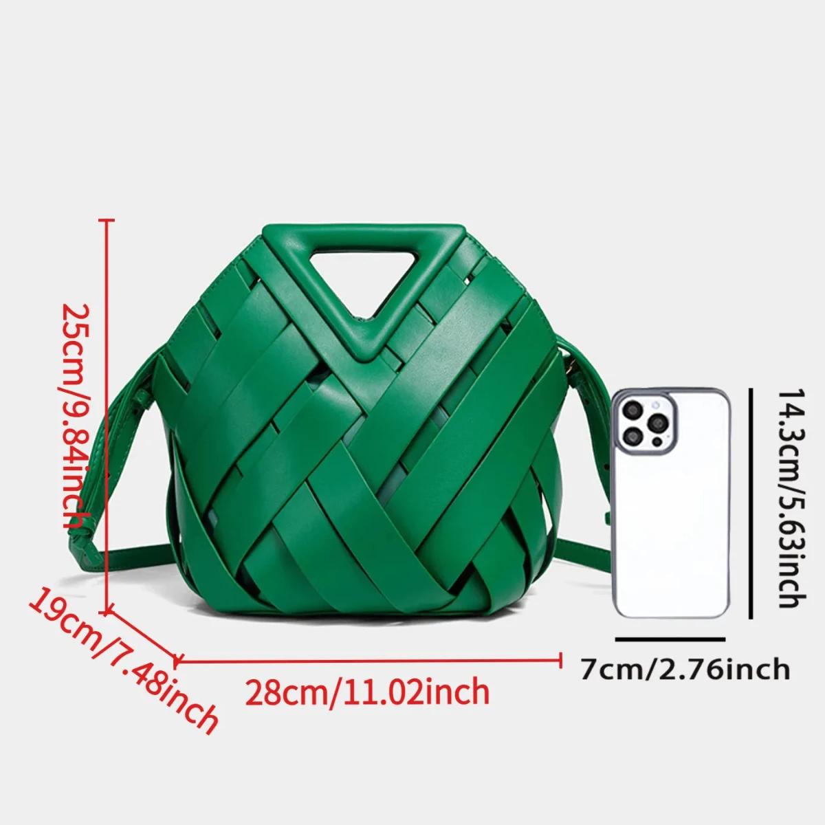 JIOMAY 2026 New Casual Handbag Women Crossbody Bag Inverted Triangle Hollow Versatile Woven Basket Bag for Women Shoulder Bag