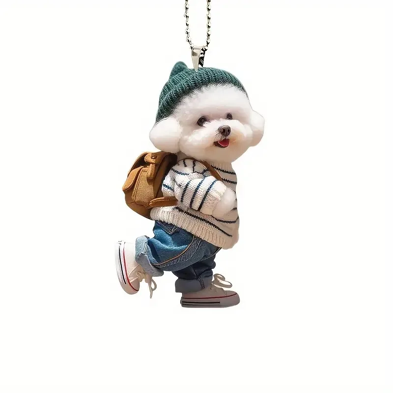 New creative cute puppy backpack pendant Acrylic car pendant cute teddy dog keychain best-selling casual accessories