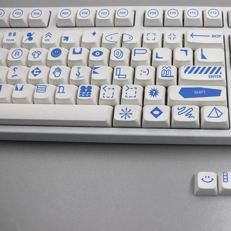 Y1UB XDA PBT Keycaps 108 Keys Blue Sign Pattern For Gaming Mechanical Keyboard