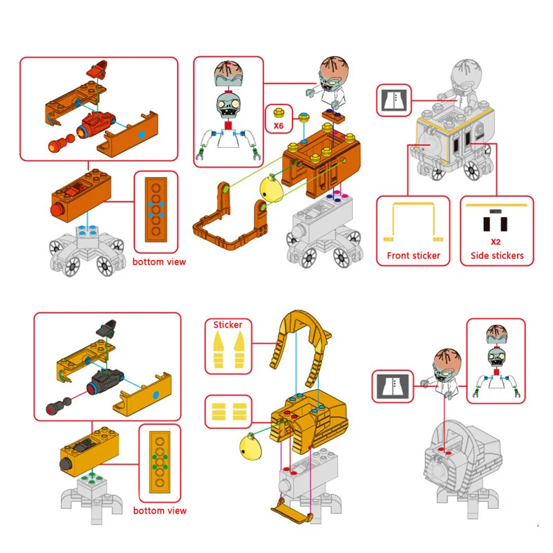 Plants vs. Zombies Scene Mini BOSS Model Dolls Ancient Egypt Pirate Seas Wild West Far Future Assembly Blocks Toys For Children