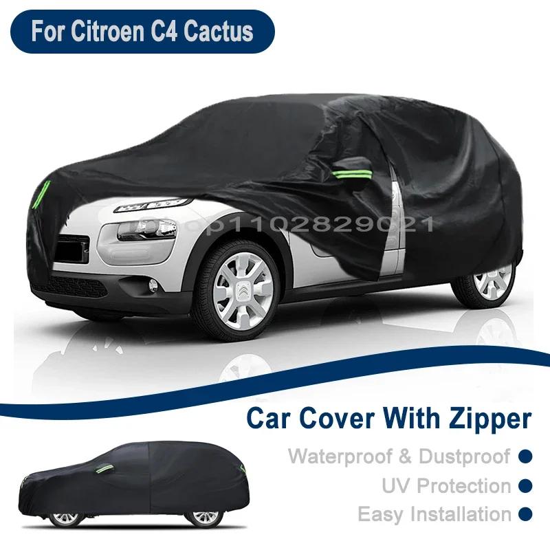 

Outdoor Full Vehicle Cover For Citroen C4 Cactus - Side Zipper Design, Waterproof Dustproof Sun Protection Car Cover