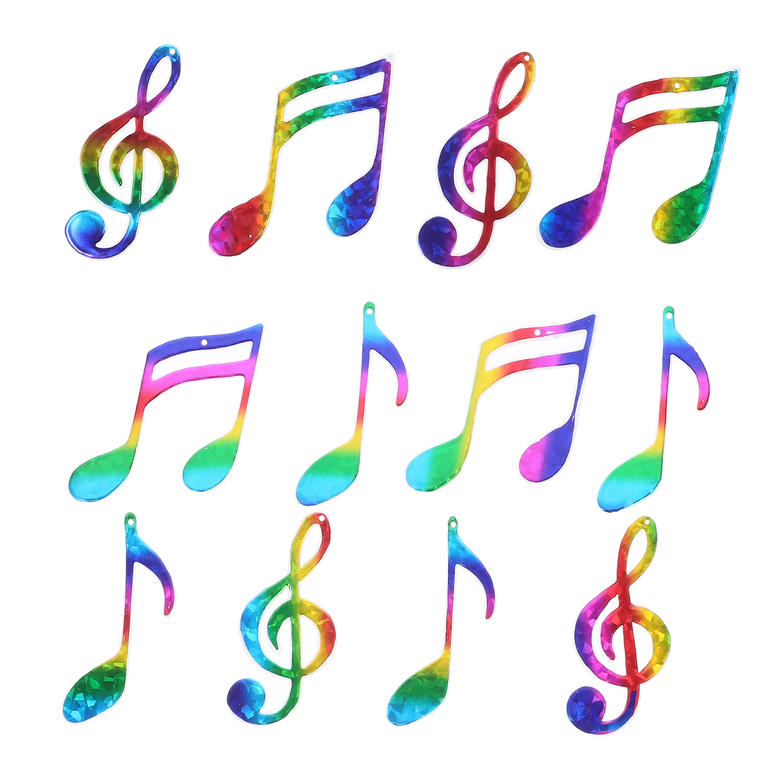 12 Uds. De notas musicales coloridas, adornos para árboles de Navidad chapados en caliente, colgante para lugar de vacaciones, decoraciones colgantes, regalos festivos de Navidad