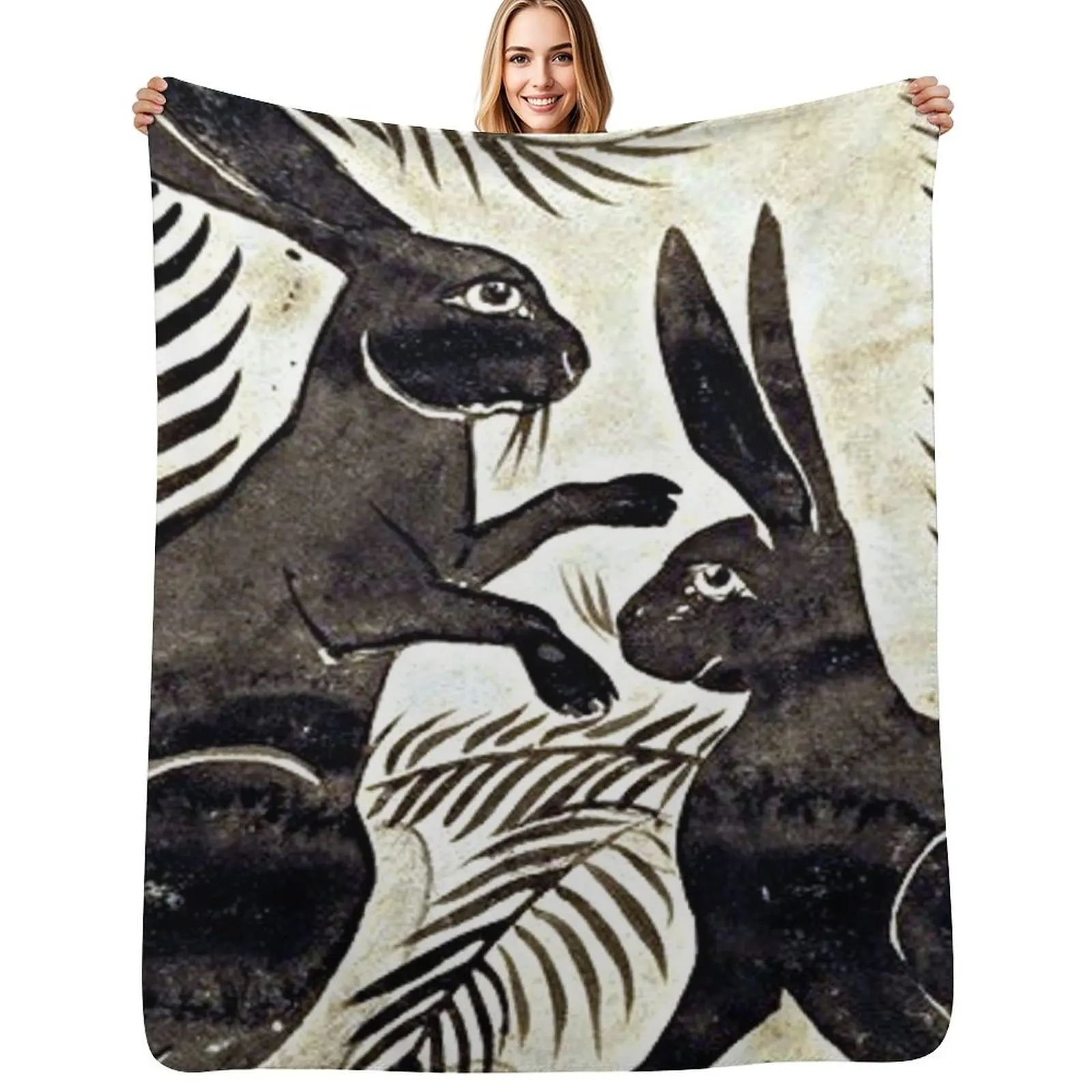William De Morgan Hares Throw Blanket Outdoor Soft Blanket for Picnic Beach Camping