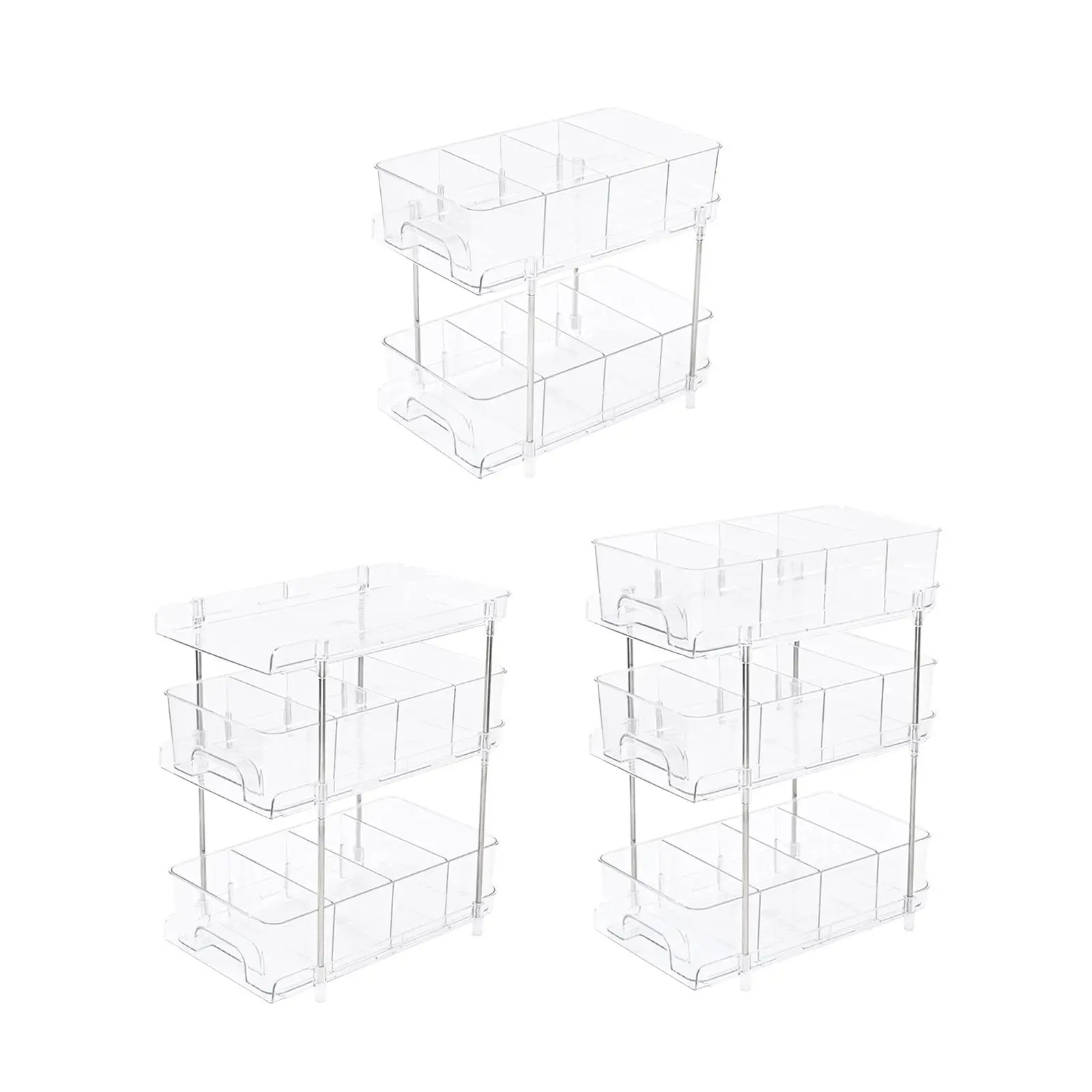 under Sink Rack Pull Out Sliding Organizer with Dividers Bathroom Storage Organizer for Shelf, Closet, Kitchen, Vanity