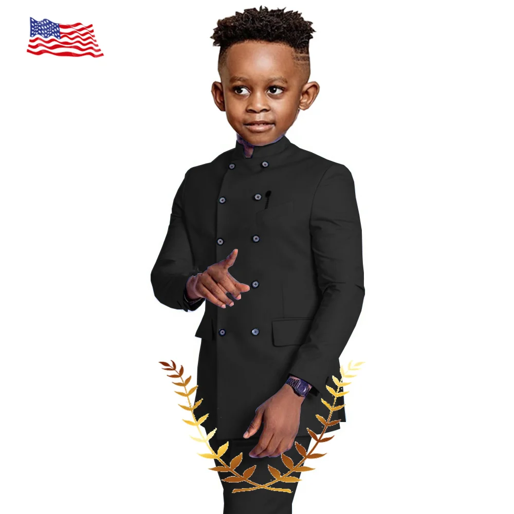 African Style Boys Suit Jacket Pants 2 Piece Double Breasted Blazer Kids Wedding Tuxedo Formal Clothes 2-16 Years Old