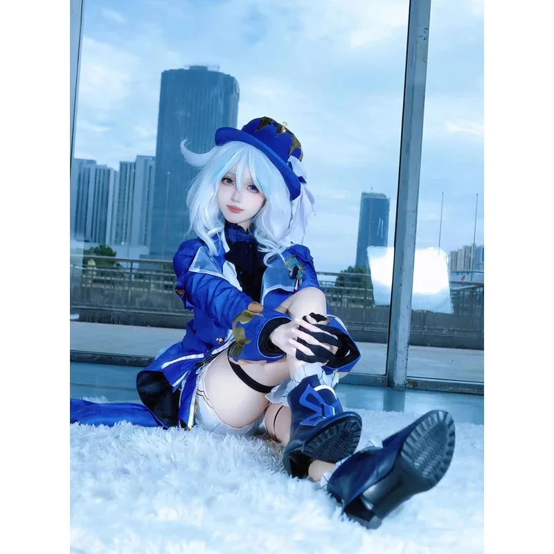 dd54Game Genshin Impact Cosplay Costumes Fontaine Furina Focalors COS Hat Wig Shorts Uniform Carnival Christmas Party Women's Su