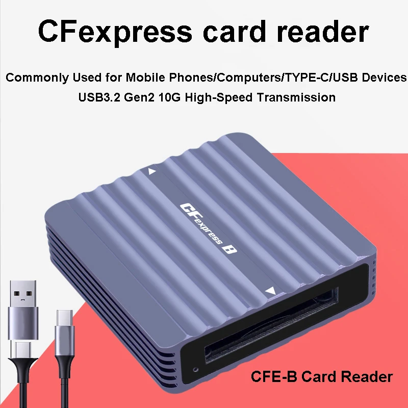 CFexpress Card Reader Portable USB3.2 Gen2 High Speed 10Gbps Card Adapter for Computers and Laptops