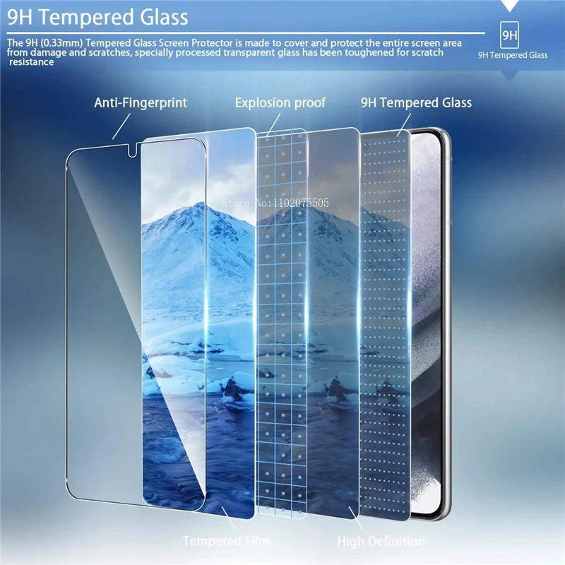 3PCS Fingerprint Unlock Protection Glass for Samsung Galaxy S24 S23 S22 S21 Ultra Screen Protector on Samsung S21 S20 S23FE