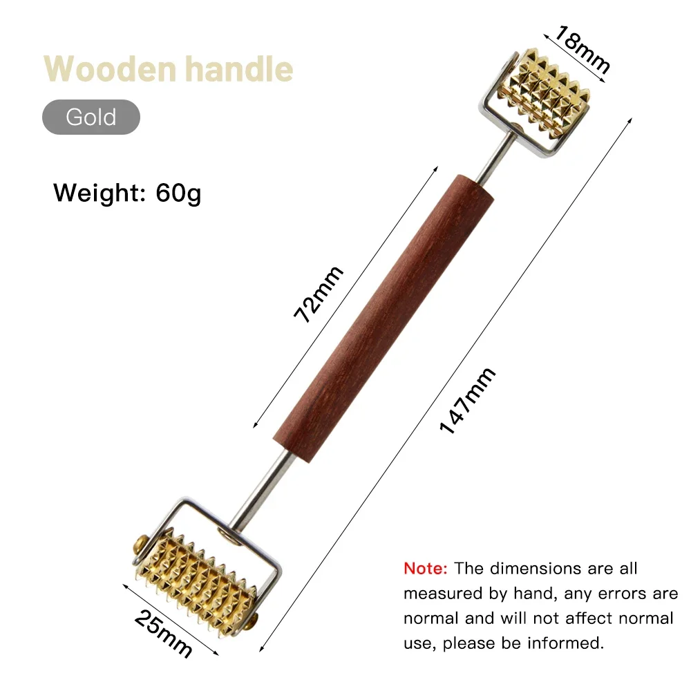 Stainless Steel Pointed Roller Double Head Jade Roller Wooden Handle Gua Sha Facial Massager for Face Neck Eye Beauty Skin Care view 5