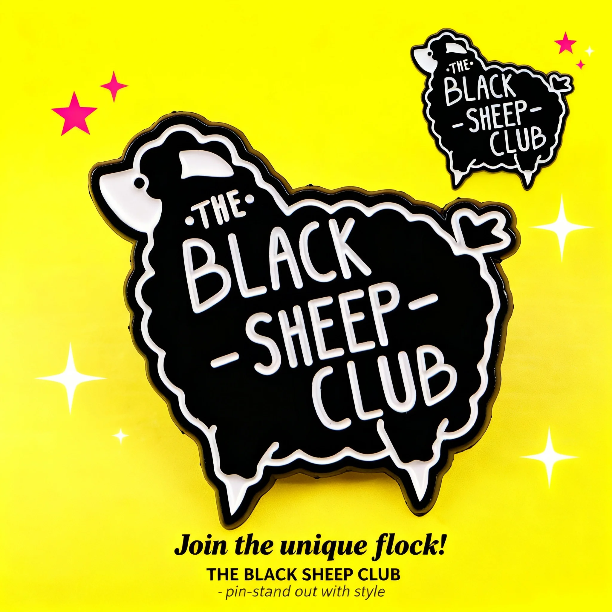 Cartoon Black Sheep Enamel Pin Badges for Women Backpack Hat Lapel Cosplay Accessories Gifts Toys Brooches CLUB