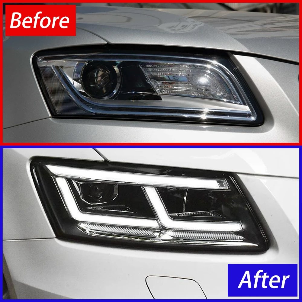Car Front Lamps Assembly for ‘Audi Q5 2009-2018 Upgrade LED Auto Headlight Projector Startup Effect Lens Tool Accessories