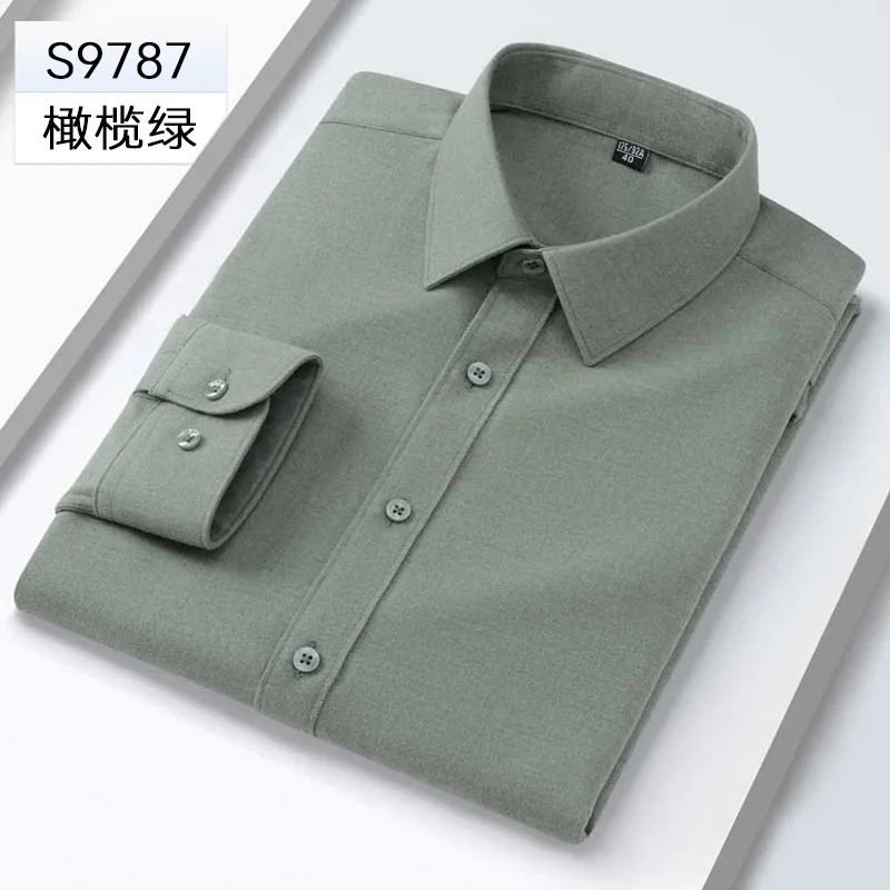 Fashion Social Formal Soft Cozy Long Sleeve Shirt for Men Anti-wrinkle Non- Iron 5XL Formal Men Shirts Long Sleeve