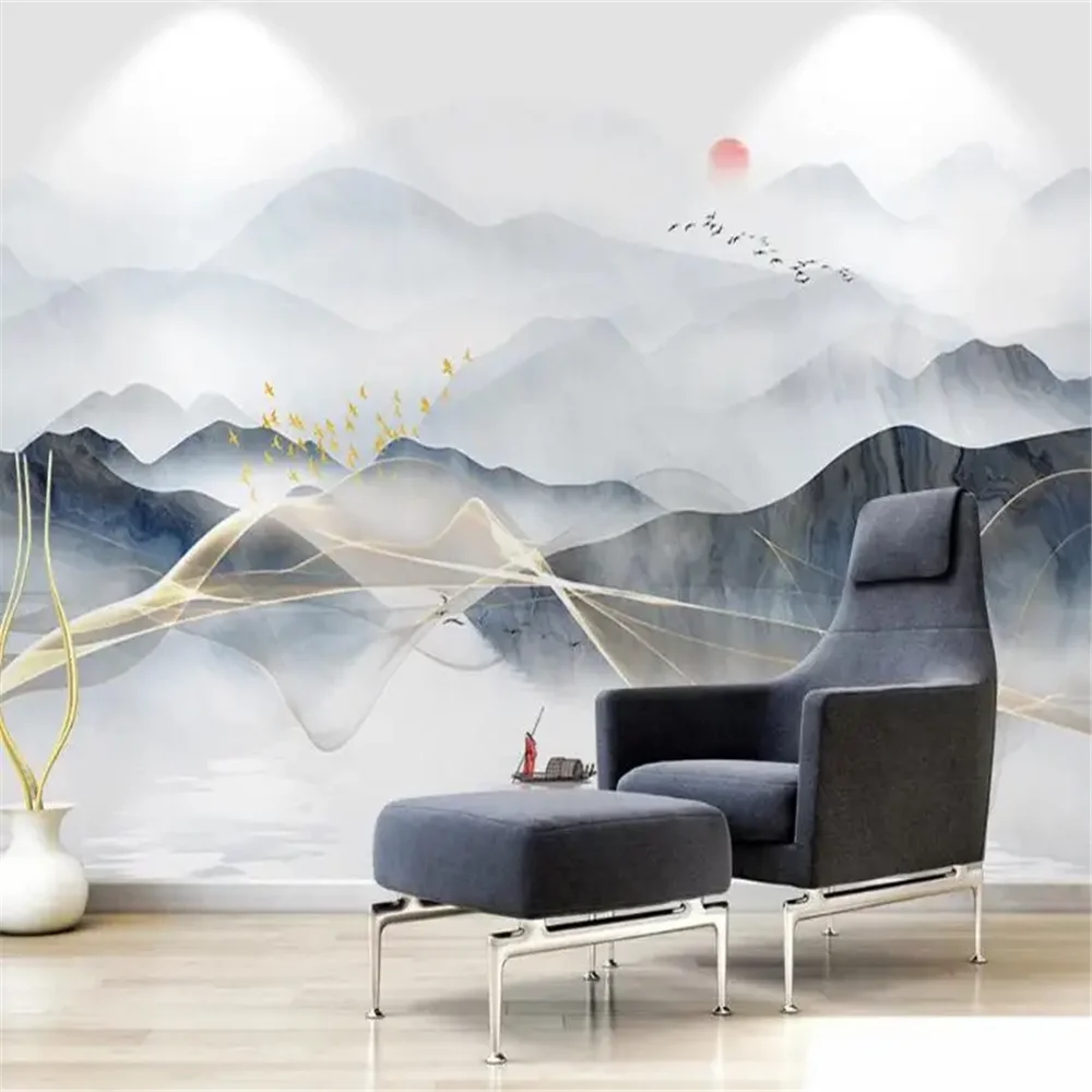 custom Ink painting landscape scenery fog mural wallpapers for living room living room decoration 3D painting wall paper rolls