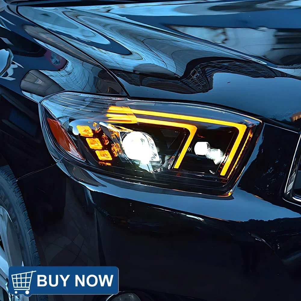 

Для Toyota Highlander 2009-2011 автомобильные передние фонари, обновленный новый дизайн, авто светодиодный объектив проектора, аксессуары для динамических фар