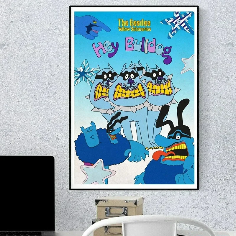 YW-الغواصة الكرتون الملصقات قماش لوحات مجموعة المغني الشهير B-Beatles طباعة لغرفة المعيشة ديكور المنزل المشجعين جدار ArtGift #2