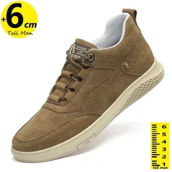 Men Insole 6cm Heels Casual Lift Height Shoes Man New Men Sneakers Elevator Shoes Comfortable Leather Heightening Shoes Tênis