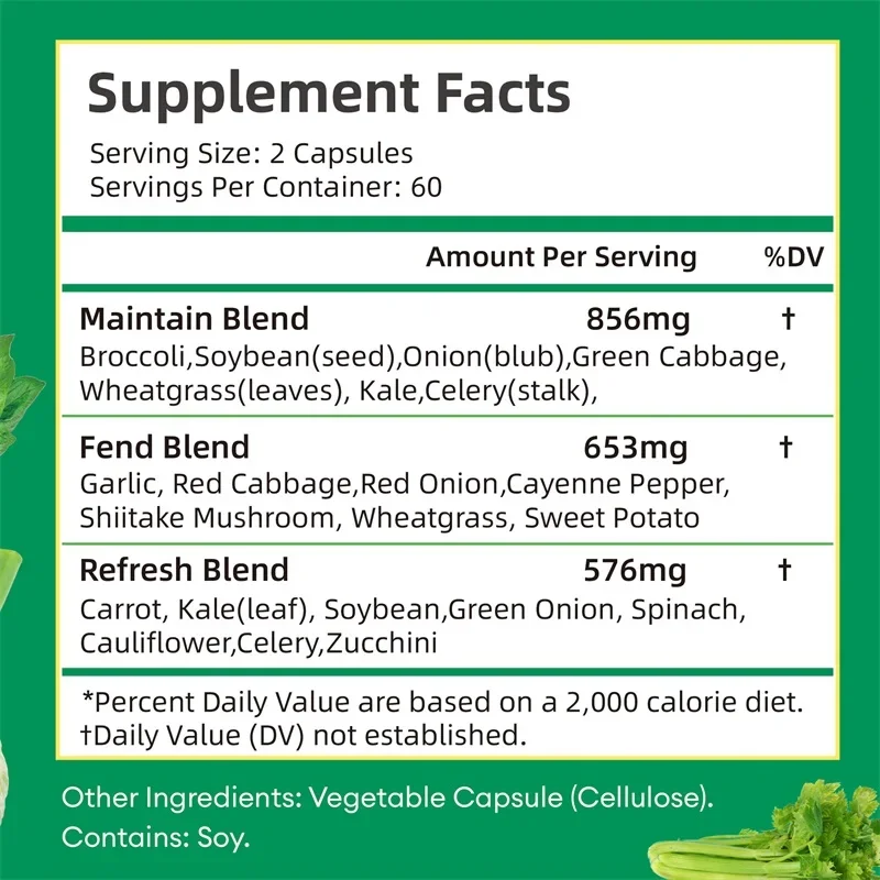 Veggies Supplement - Boosts Energy and Immunity, Antioxidant, Improves Digestive Health