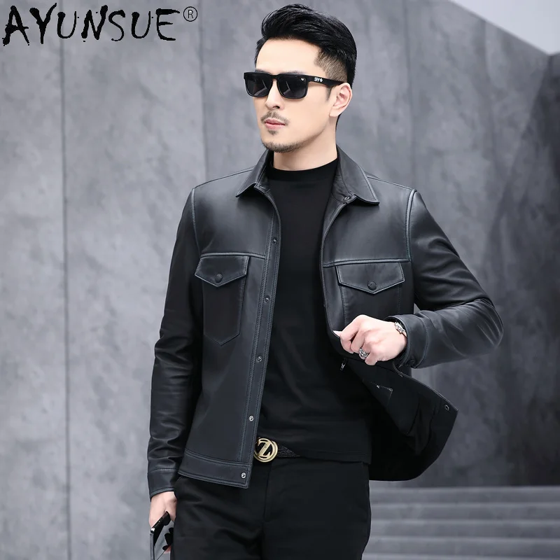 

Autumn Genuine Leather Jacket Vintage Slim Real Sheepskin Coat Spring Men's Clothing Casaul 2021 New Veste Homme WPY4383