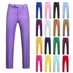 Pantalones de traje ajustados sólidos para hombres, pantalones formales de negocios, boda, Fiesta Social, talla grande 6XL-M, 19 colores, alta calidad