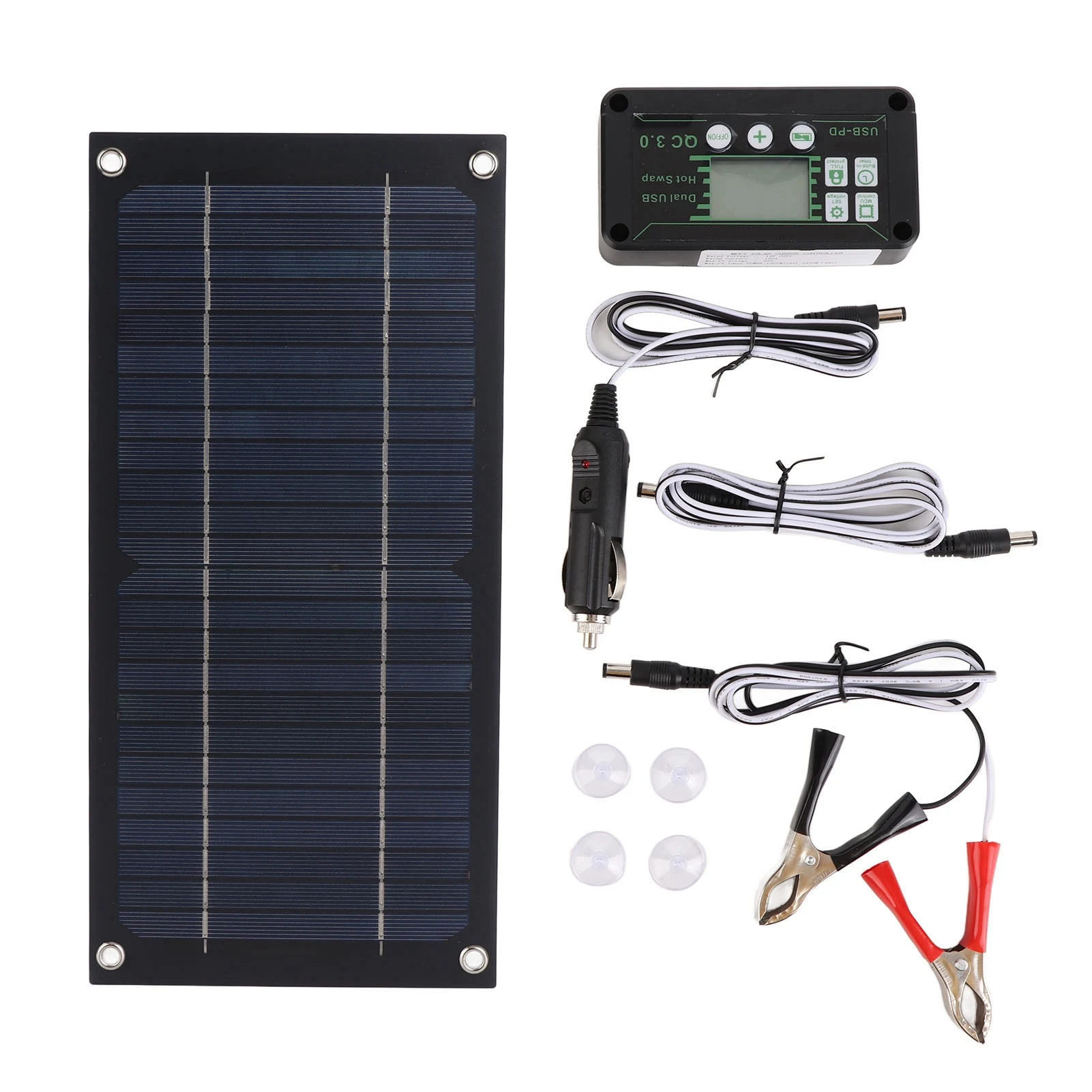 RV 600W Solar Panel Charger Monocrystalline Silicon 100A Charge Controller Solar Panel Kit with Extension Cable Battery Clip