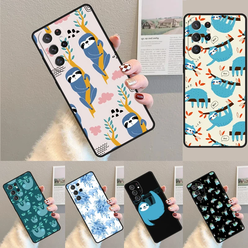 The Blue Lovely Sloth TPU Phone Case For Samsung Galaxy note 10 pro S26 S25 S24 S23 S22 Ultra Plus S21 FE S20 Shockproof Cover