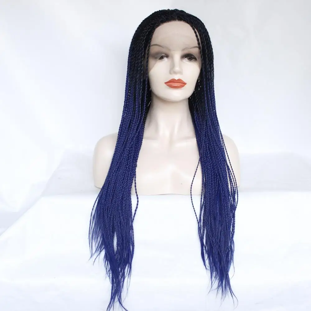 factory wholesale full micro senegalese twist braid wig, million braid synthetic lace front wig