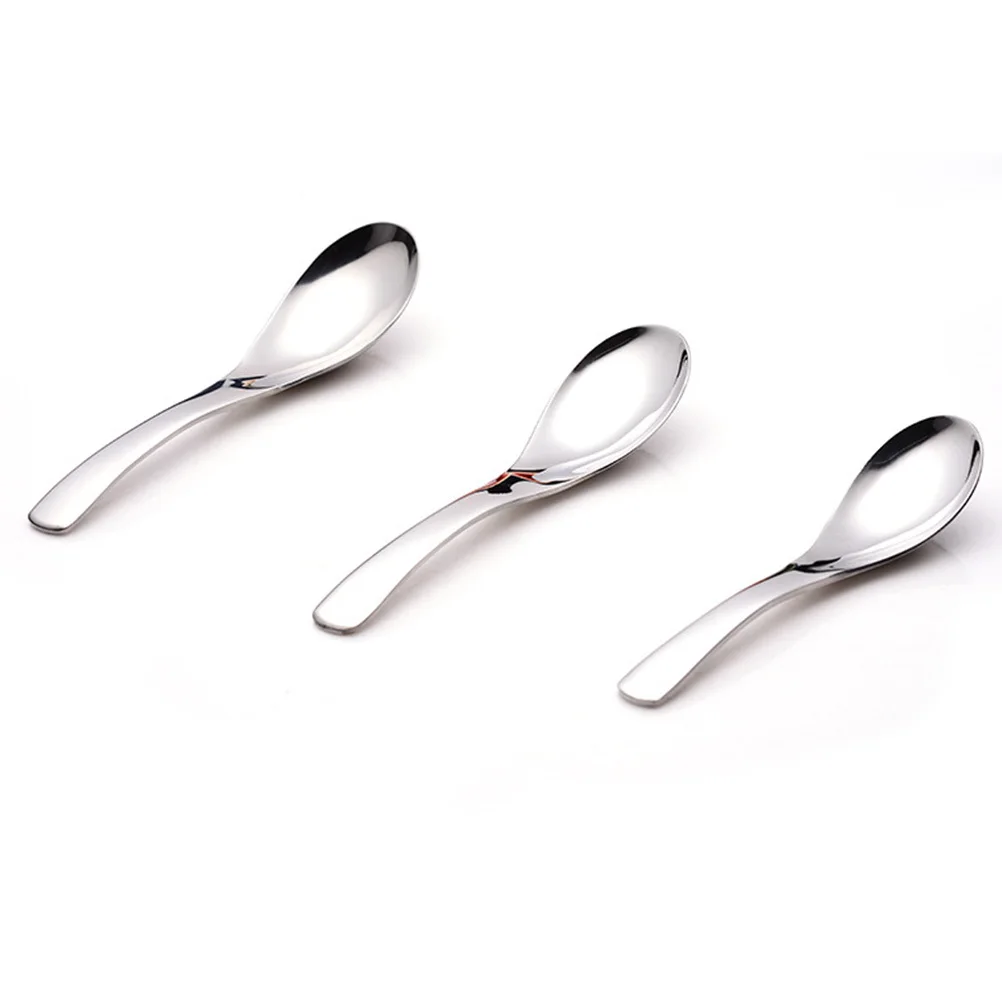 

1Set Stainless Steel Soup Spoon Ergonomic Design Practical Household Flatware for Tea Coffee Flour Raisins Multi-Use